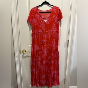 Floral Red and Pink Dress